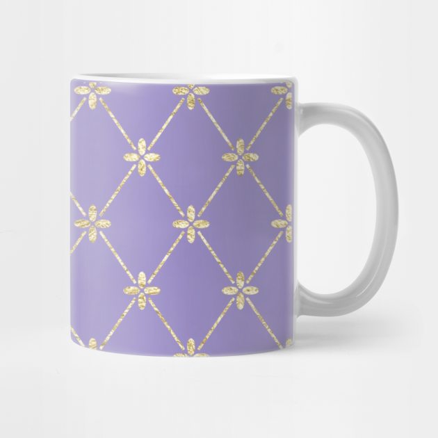 Gold Foil Floral Lattice - Pastel Purple by Yirisoft